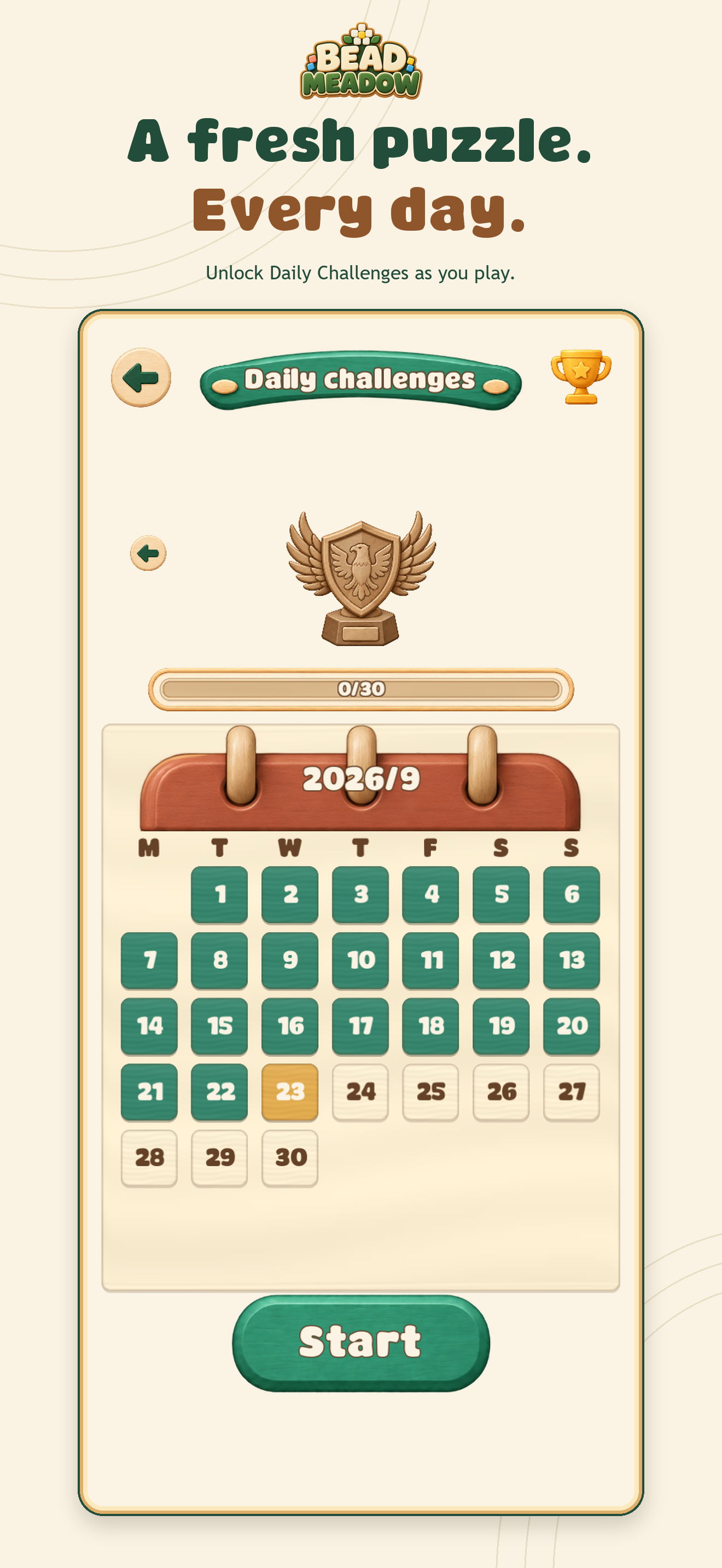 The Daily Challenges calendar and monthly reward progress